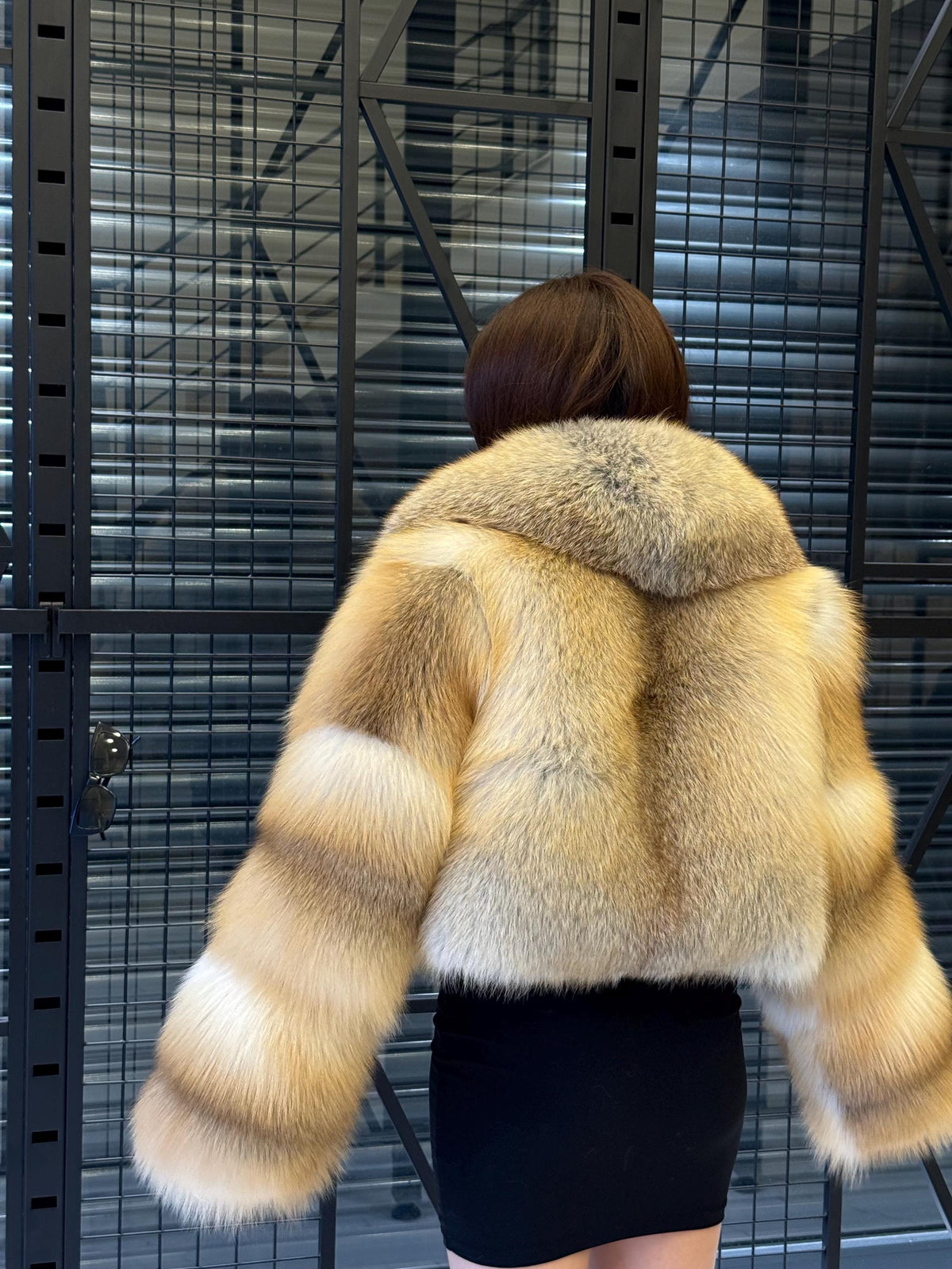 Luxury Gold Fox Fur Jacket | Handmade Cropped Women’s Short Designer Coat