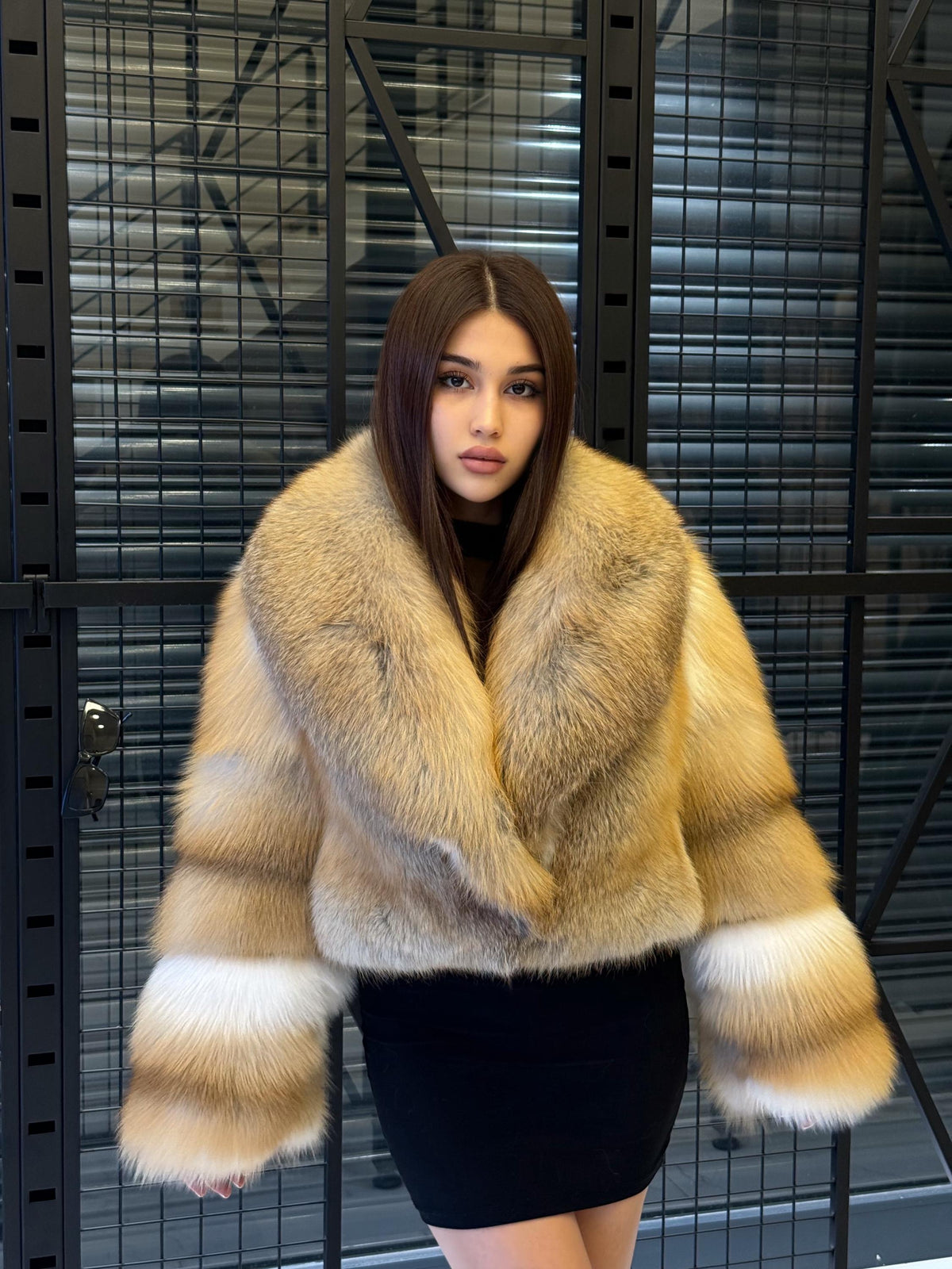 Luxury Gold Fox Fur Jacket | Handmade Cropped Women’s Short Designer Coat