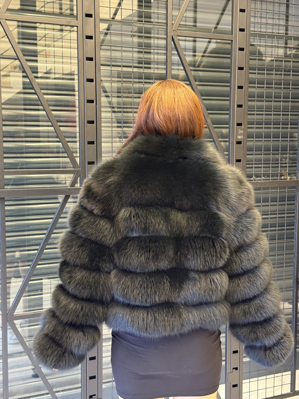 Black Fox Fur Jacket: Handmade Short With Detachable Sleeves Fur Coat For Women