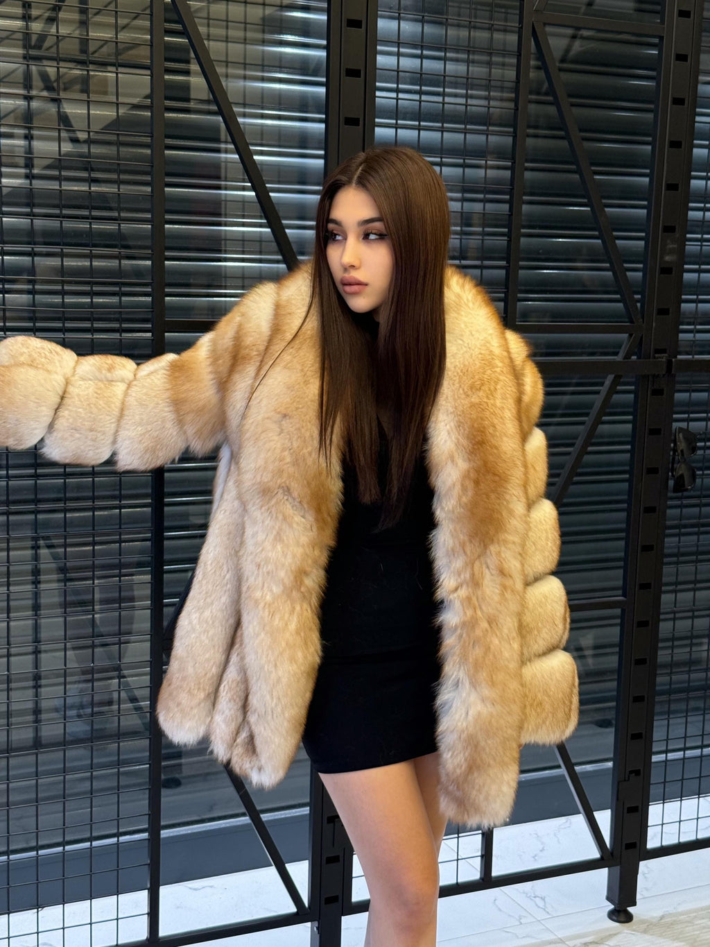 Gold Beige Fox Fur Coat: Women Fox Fur Jacket.. Winter Fox Fur Coat.. Premium Fox Fur Jacket __ Plus Size Fox Fur Coat