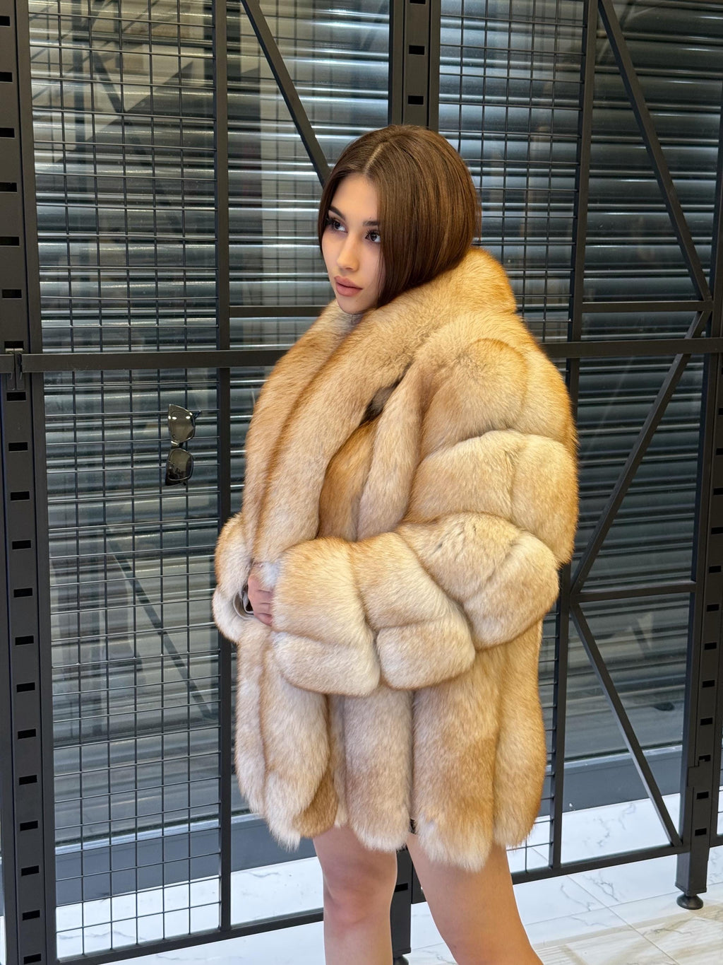 Gold Beige Fox Fur Coat: Women Fox Fur Jacket.. Winter Fox Fur Coat.. Premium Fox Fur Jacket __ Plus Size Fox Fur Coat