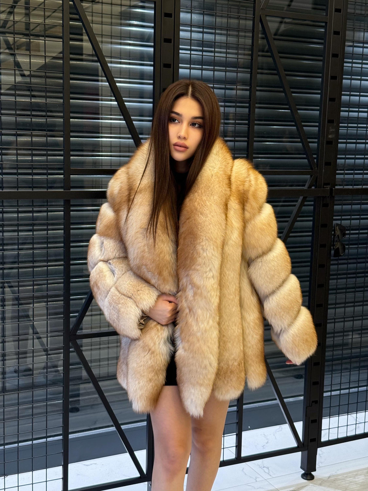 Gold Beige Fox Fur Coat: Women Fox Fur Jacket.. Winter Fox Fur Coat.. Premium Fox Fur Jacket __ Plus Size Fox Fur Coat