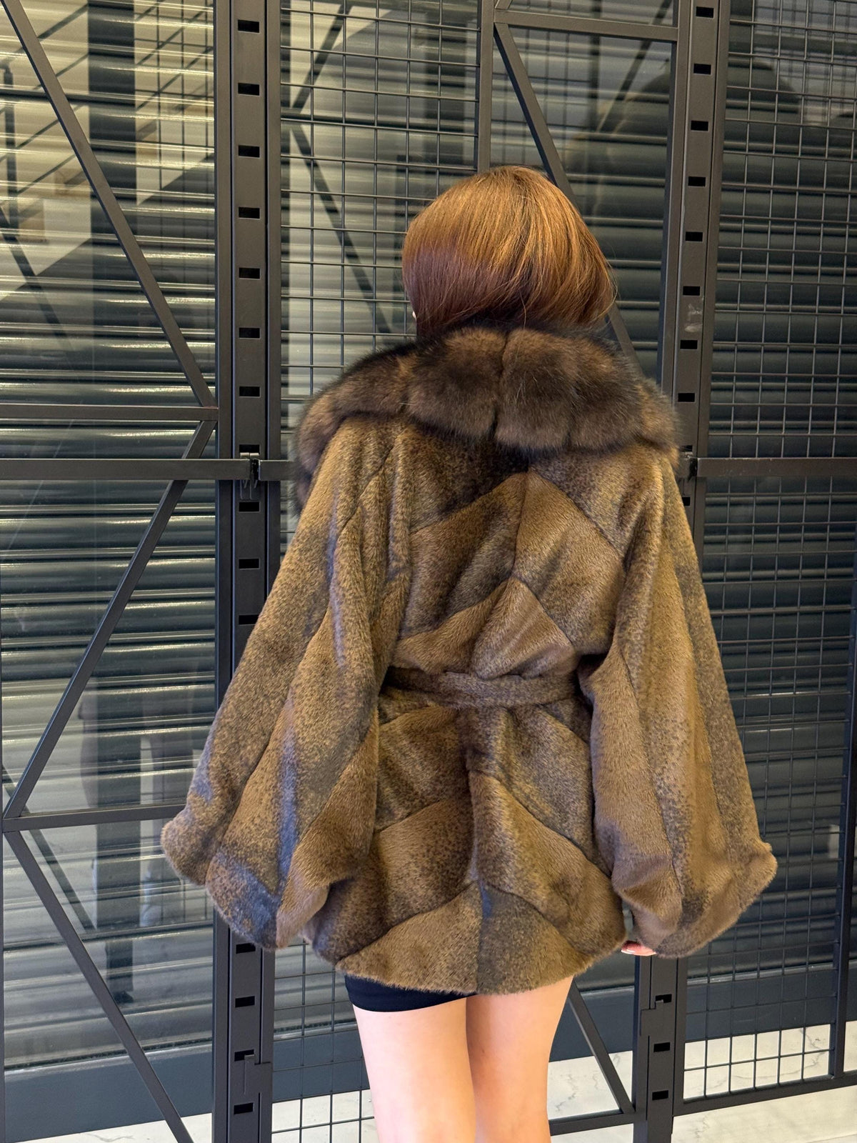 Brown Faux Mink Fur Cape - Collar Fox Fur Jacket. Women Fox Fur Jacket-.. Sable Brown Fox Fur Jacket..- Fox Fur