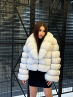 White Fox Fur Jacket for Women | Handmade Natural Luxury Winter Fur Coat