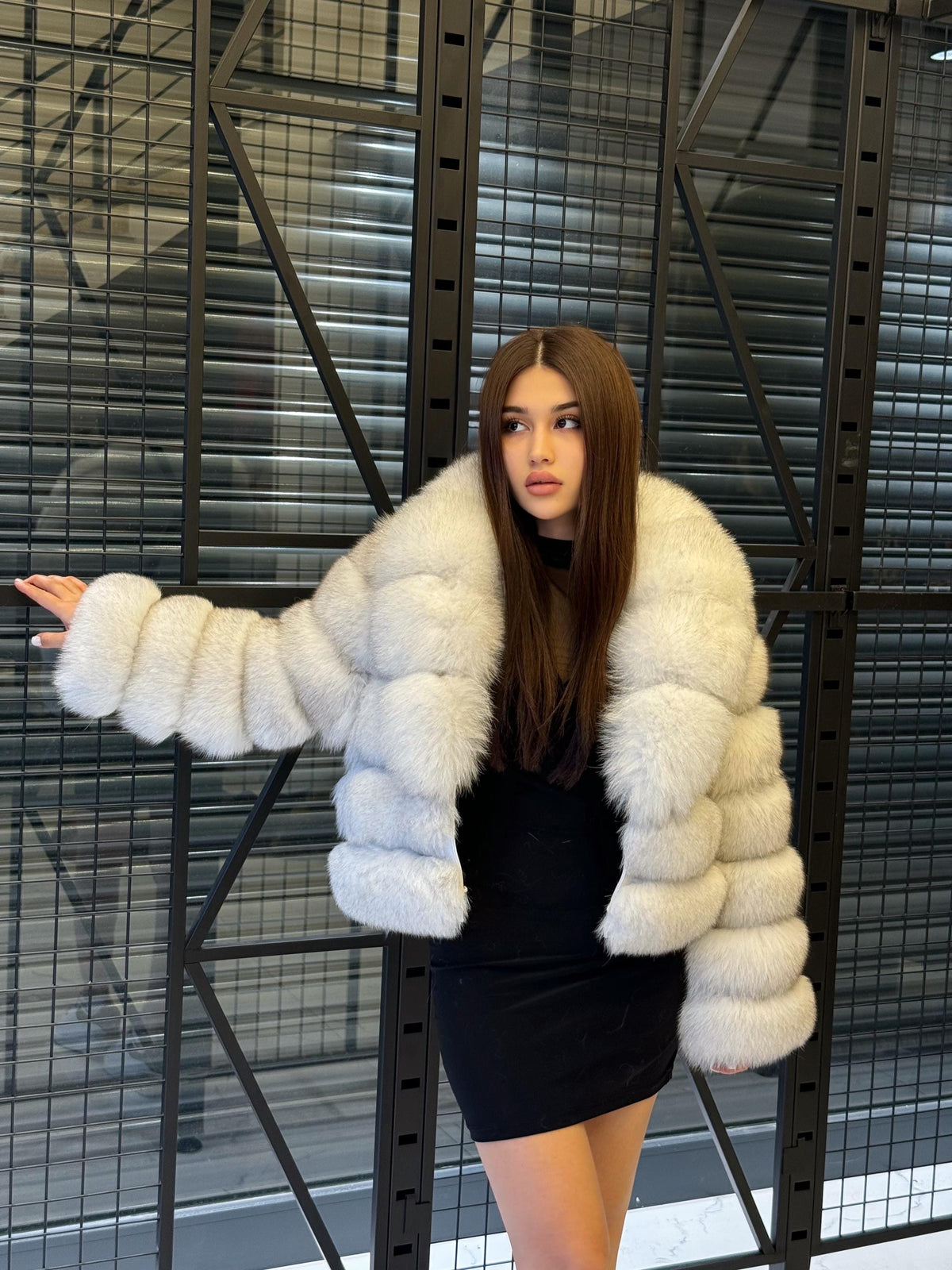 White Fox Fur Jacket for Women | Handmade Natural Luxury Winter Fur Coat
