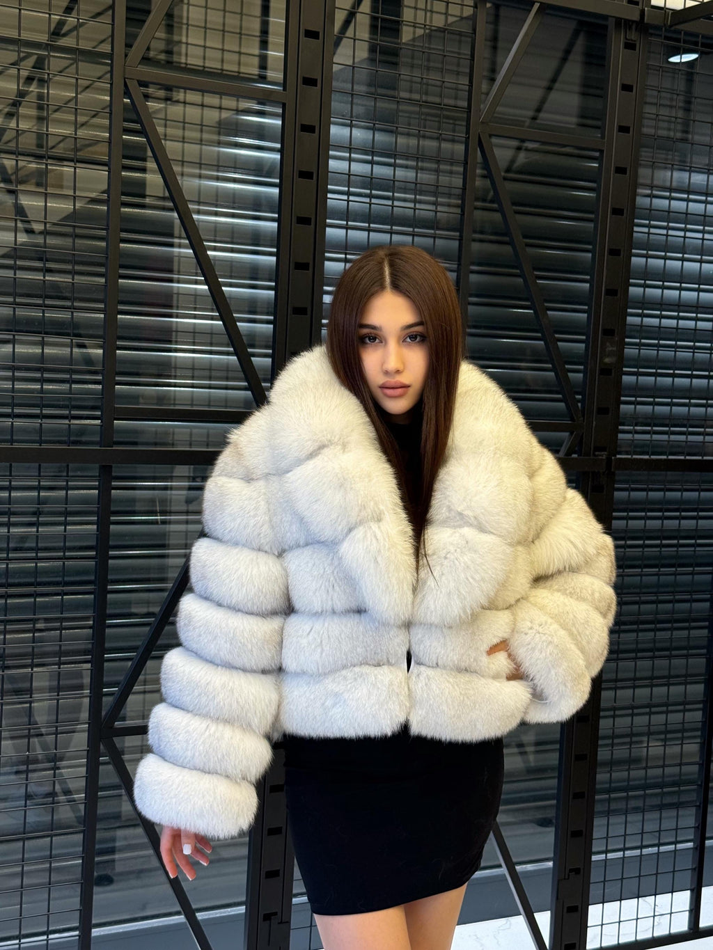 White Fox Fur Jacket for Women | Handmade Natural Luxury Winter Fur Coat