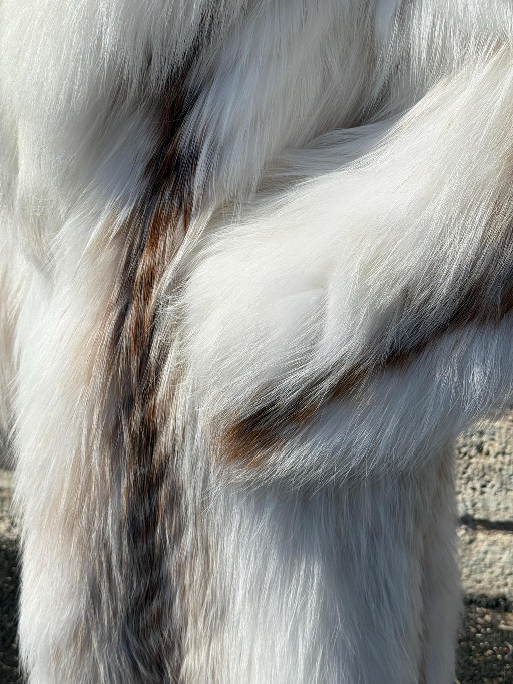 Women’s Ivory Fox Fur Coat: Handmade Long Luxury Argentina Fox Fur Jacket