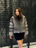 Handmade Silver Fox Fur Jacket: Women's Winter Short Coat