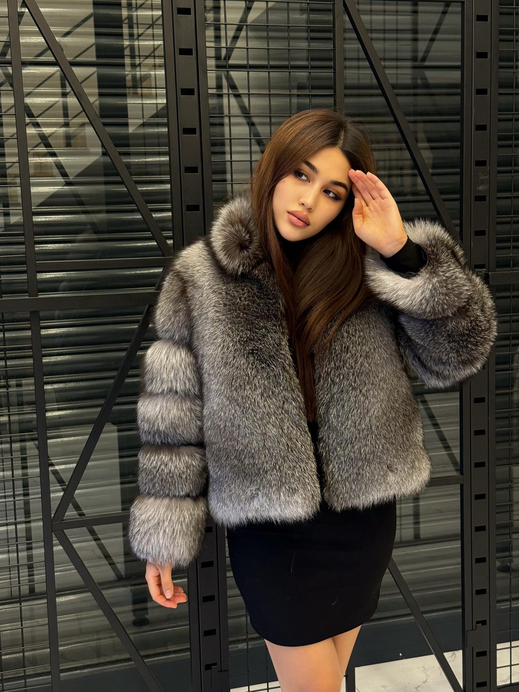 Handmade Silver Fox Fur Jacket: Women's Winter Short Coat