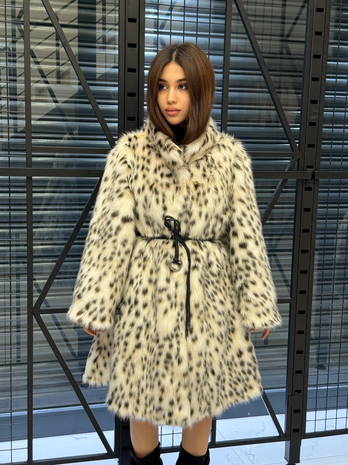 Handmade Faux Fur Snow Leopard Coat: Vegan Lynx Winter Outerwear