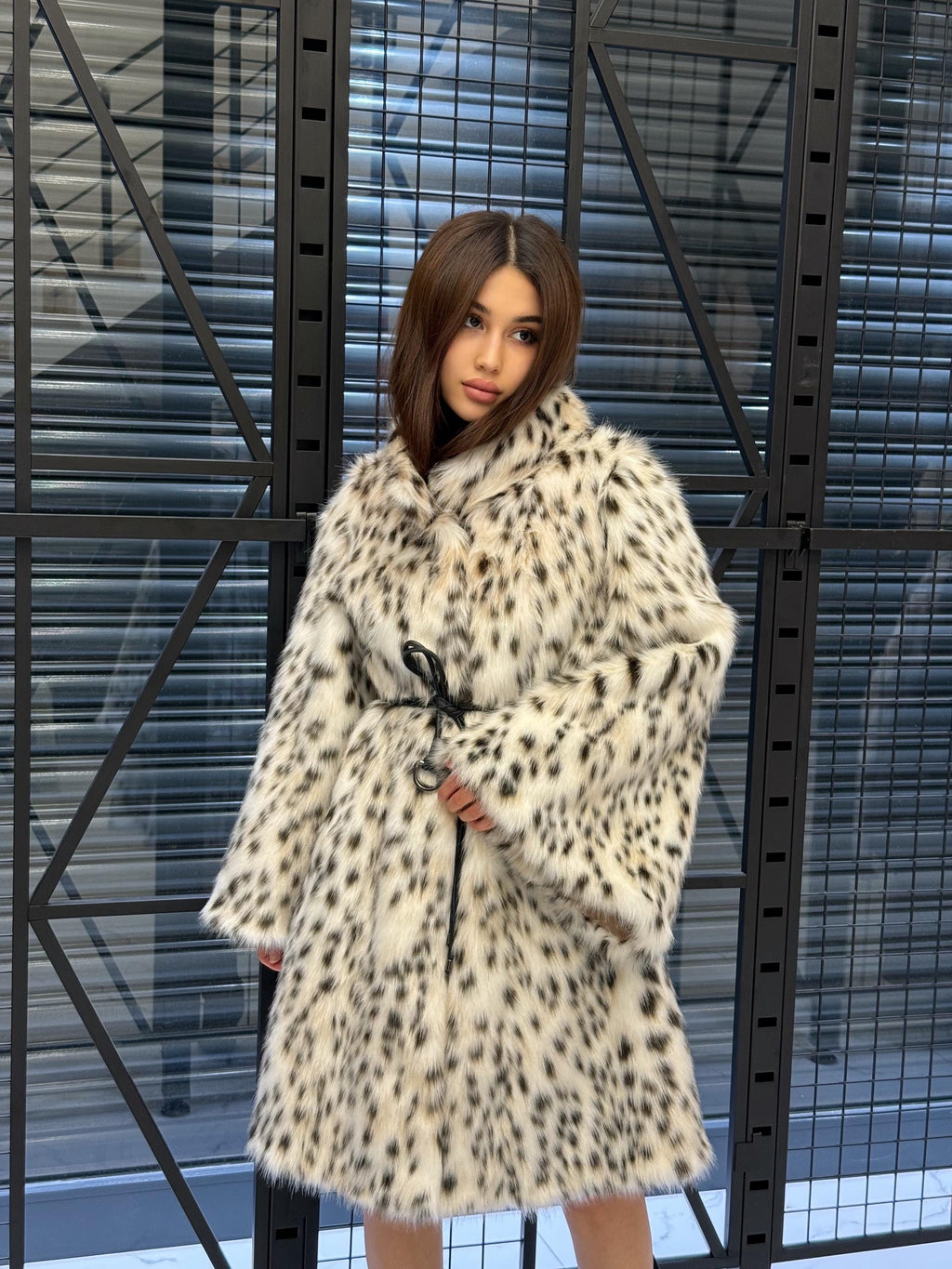 Handmade Faux Fur Snow Leopard Coat: Vegan Lynx Winter Outerwear
