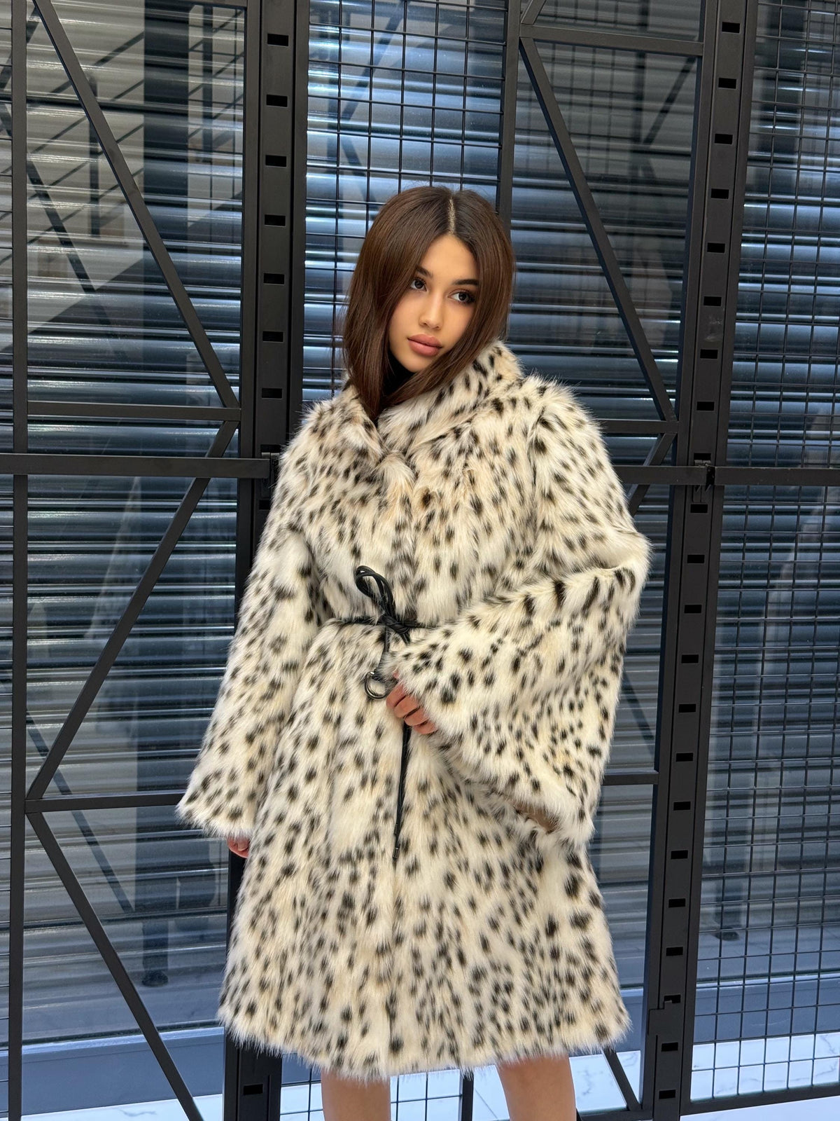 Handmade Faux Fur Snow Leopard Coat: Vegan Lynx Winter Outerwear
