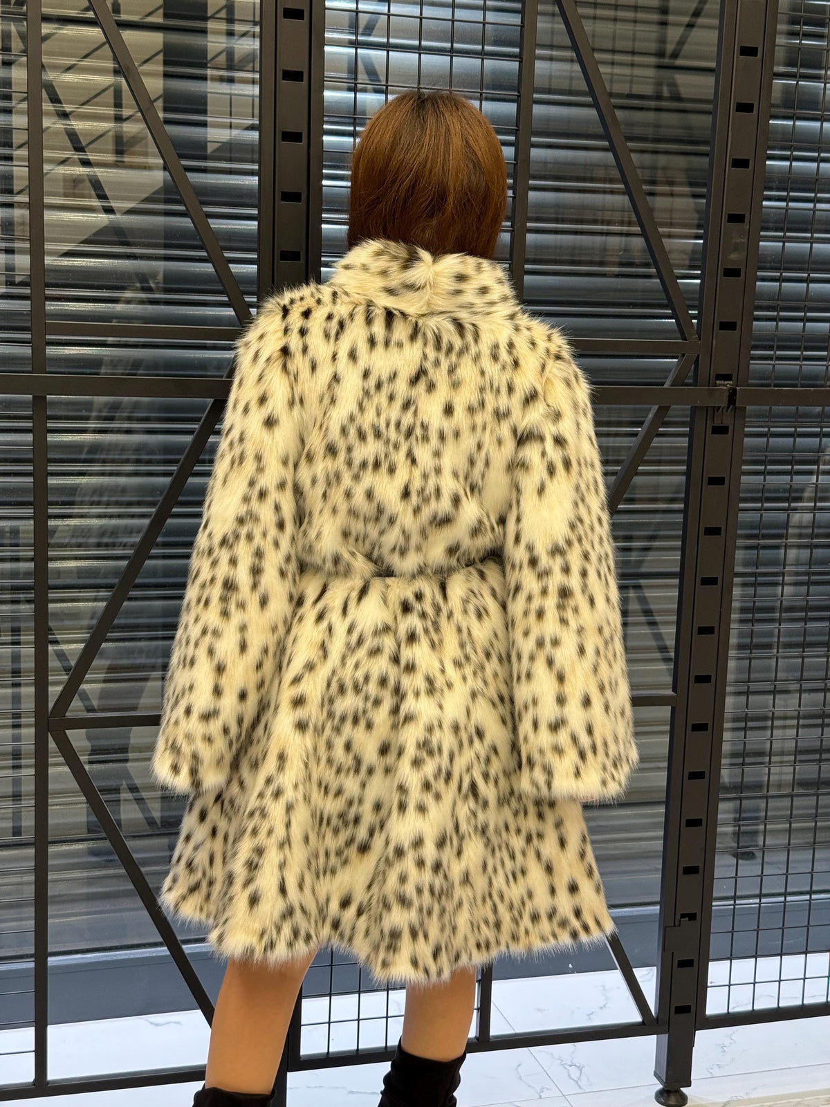 Handmade Faux Fur Snow Leopard Coat: Vegan Lynx Winter Outerwear