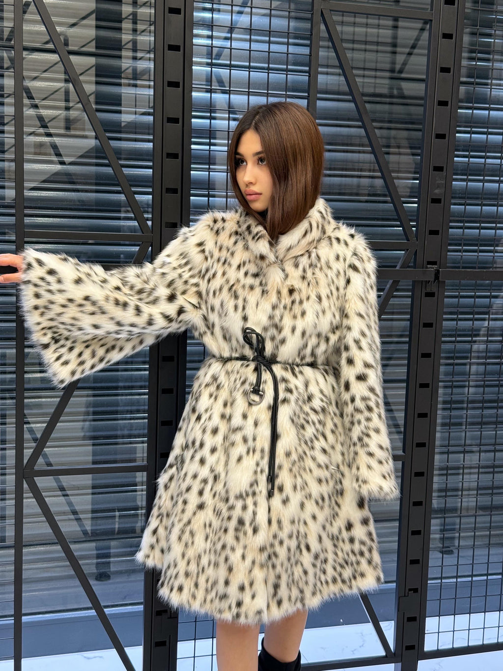 Handmade Faux Fur Snow Leopard Coat: Vegan Lynx Winter Outerwear