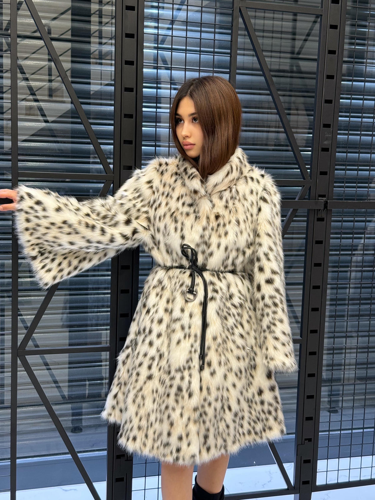 Handmade Faux Fur Snow Leopard Coat: Vegan Lynx Winter Outerwear