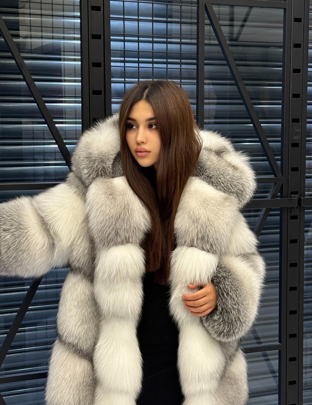 Handmade Arctic Fox Fur Hooded Jacket - Luxury Fur Winter Coat