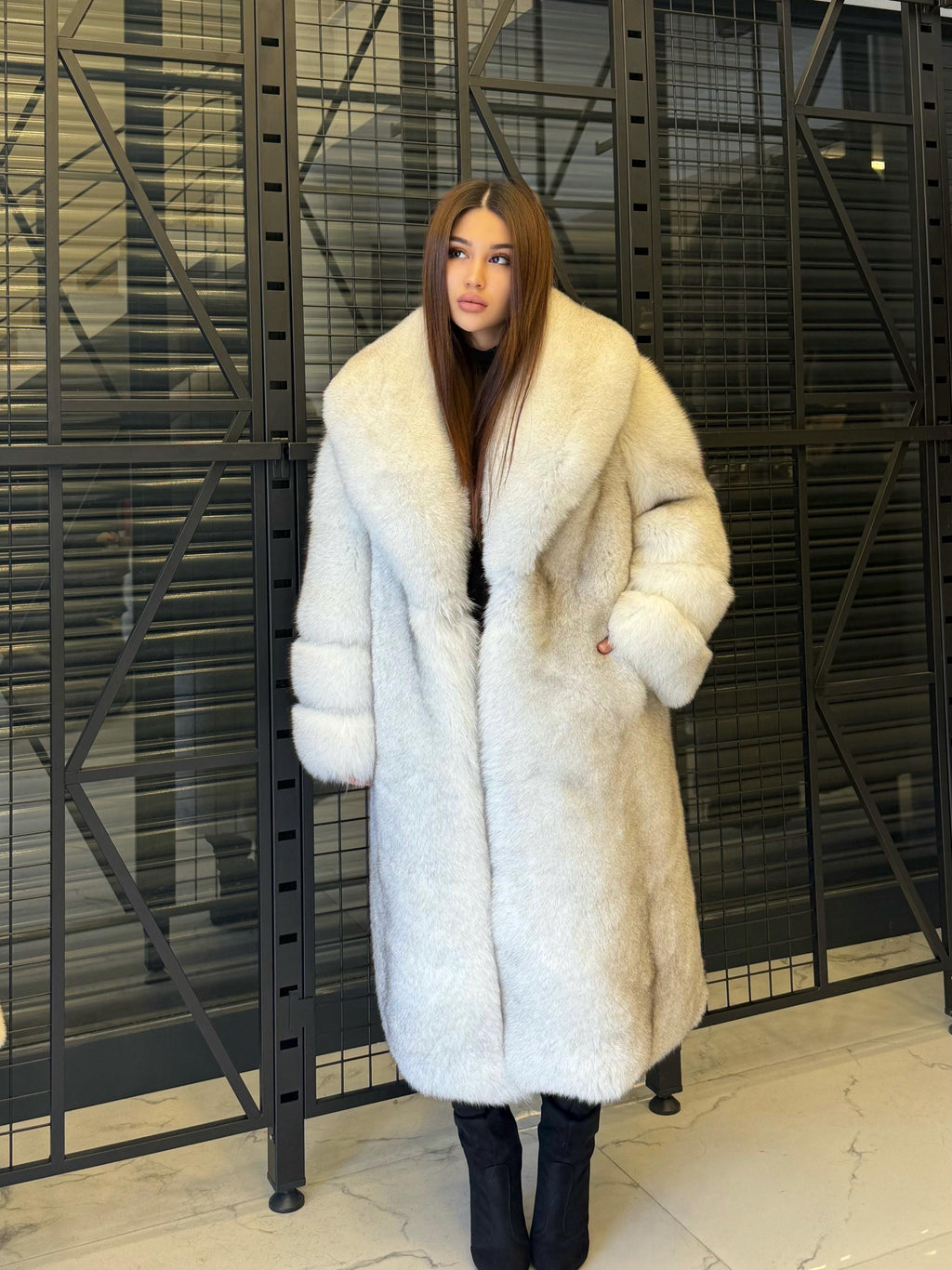 Long White Fox Fur Coat, Unisex Fox Fur Jacket. Women Fox Fur Jacket, Men Fox Fur Coat