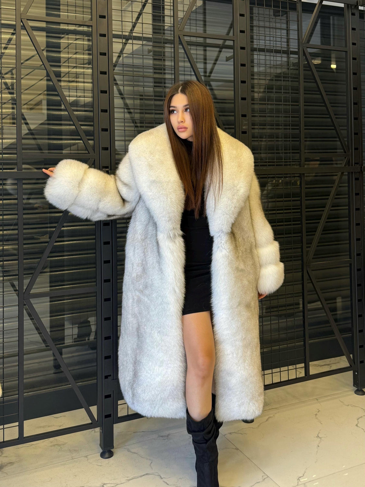 Long White Fox Fur Coat, Unisex Fox Fur Jacket. Women Fox Fur Jacket, Men Fox Fur Coat