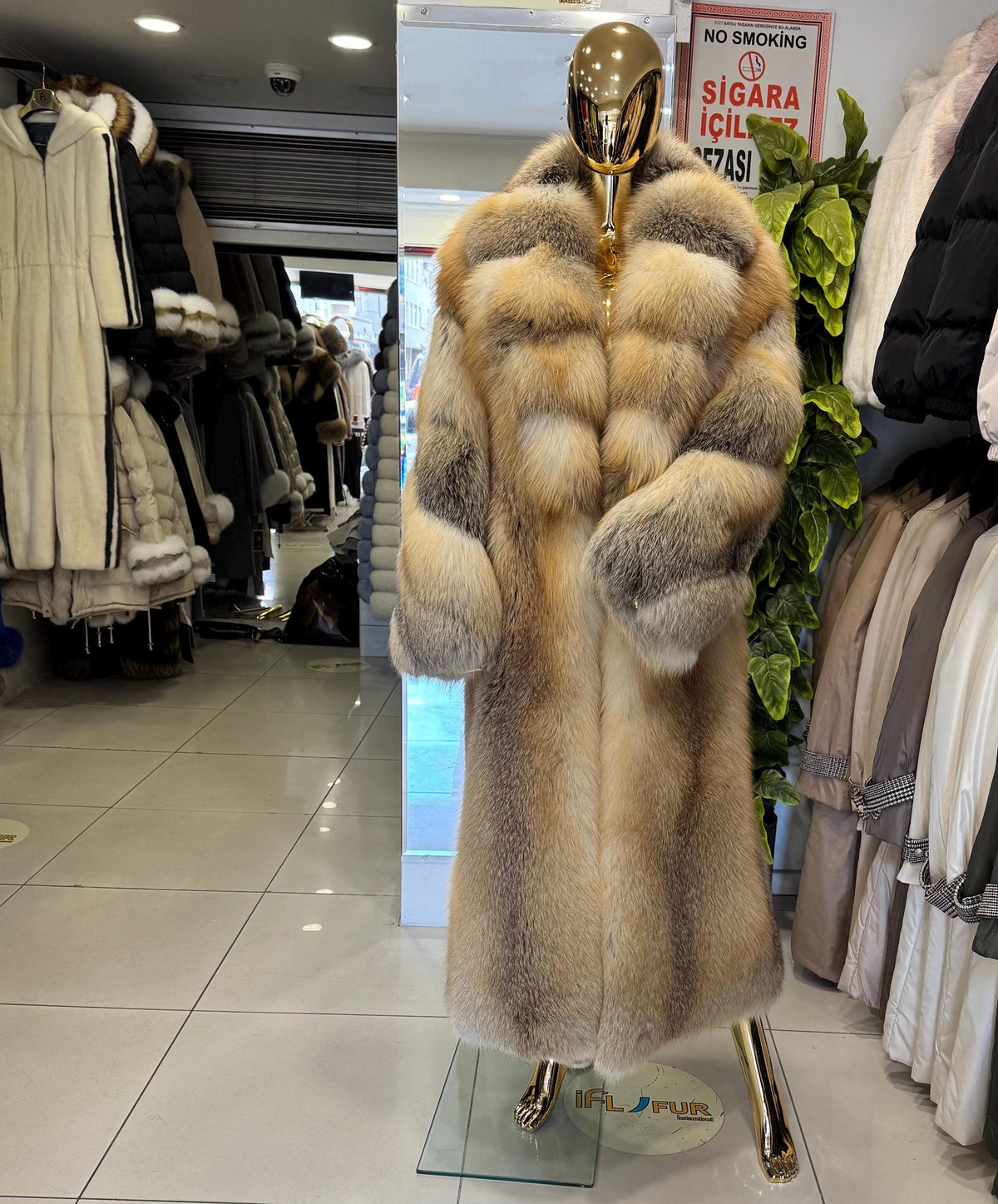 Luxury Gold Fox Fur Coat, Unisex Long Fox Fur Jacket, Women Fox Fur Jacket, Premium Men Fox Fur Coat