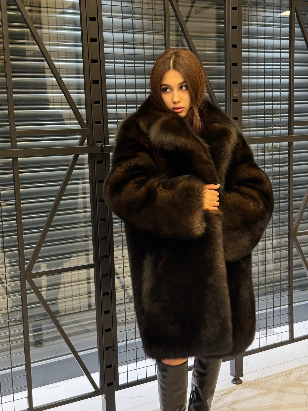 Unisex Dark Brown Fox Fur Coat. Winter Warm Fox Fur Coat. Women Fox Fur Jacket. Men fox Fur Coat