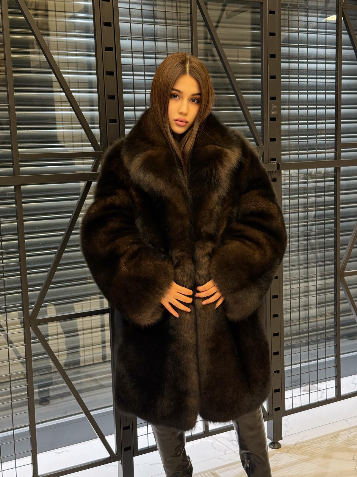 Unisex Dark Brown Fox Fur Coat. Winter Warm Fox Fur Coat. Women Fox Fur Jacket. Men fox Fur Coat