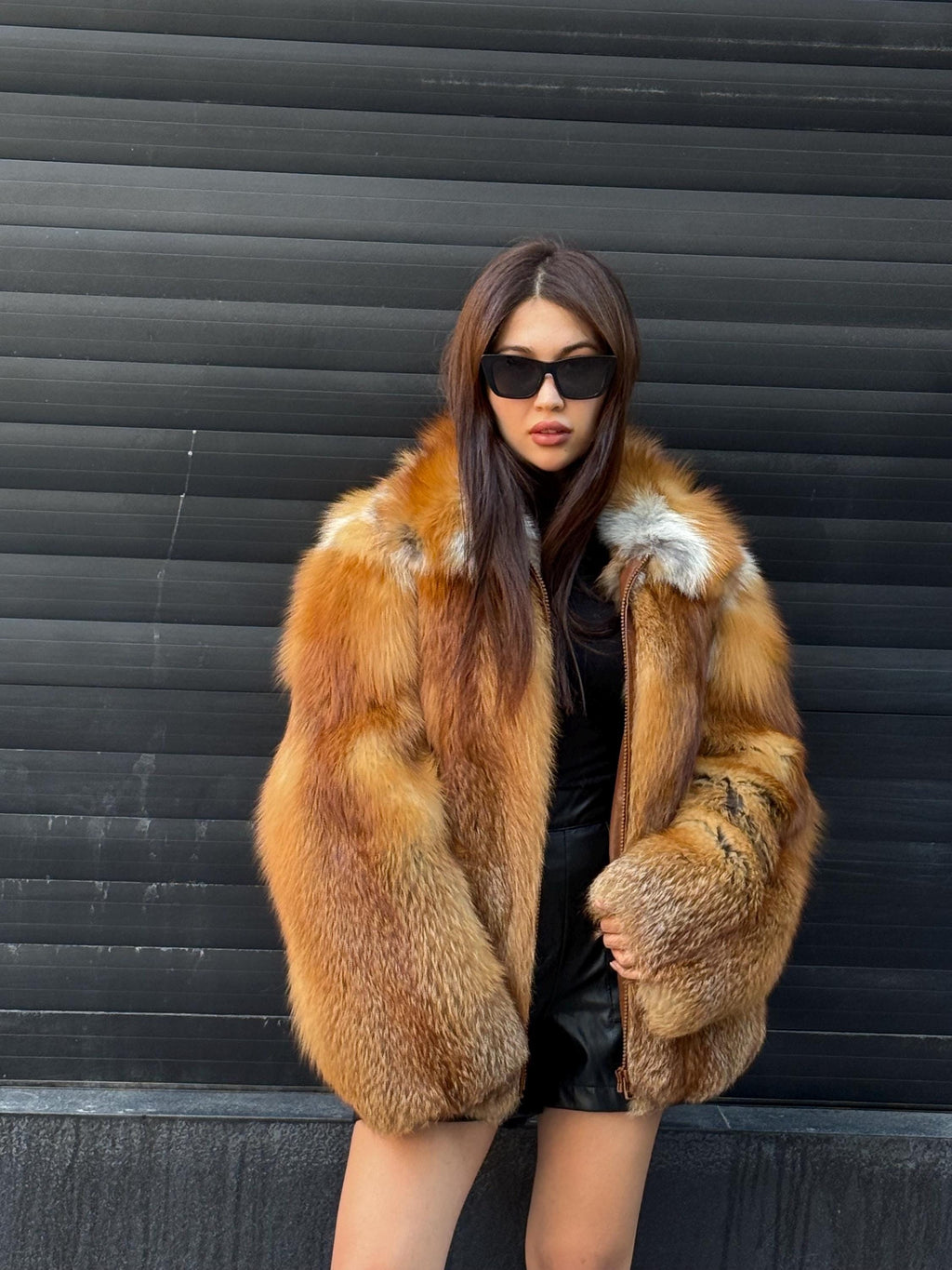 Golden Fox Fur Jacket, Unisex Golden Fox Fur Coat, Women Gold Fox Fur Jacket, Men Fox Fur Coat, Plus Size Fox Fur Jacket