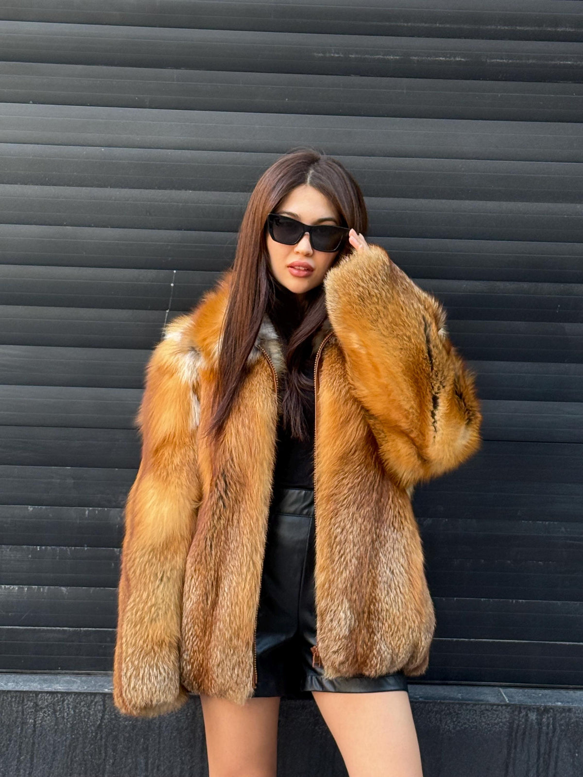 Golden Fox Fur Jacket, Unisex Golden Fox Fur Coat, Women Gold Fox Fur Jacket, Men Fox Fur Coat, Plus Size Fox Fur Jacket