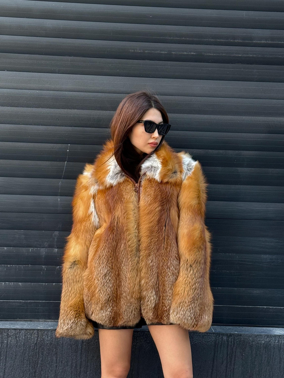 Golden Fox Fur Jacket, Unisex Golden Fox Fur Coat, Women Gold Fox Fur Jacket, Men Fox Fur Coat, Plus Size Fox Fur Jacket