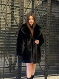Luxury Black Faux Fur Coat: Women’s Vegan Teddy Winter Fur Jacket