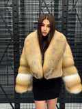 Luxury Gold Fox Fur Jacket | Handmade Cropped Women’s Short Designer Coat