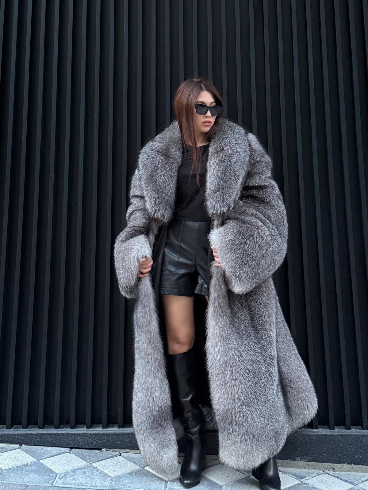 Luxury Silver Frost Fox Fur Coat, Unisex Handmade Winter Long Fox Fur Jacket, Men Fox Fur Coat, Women Fox Fur Jacket