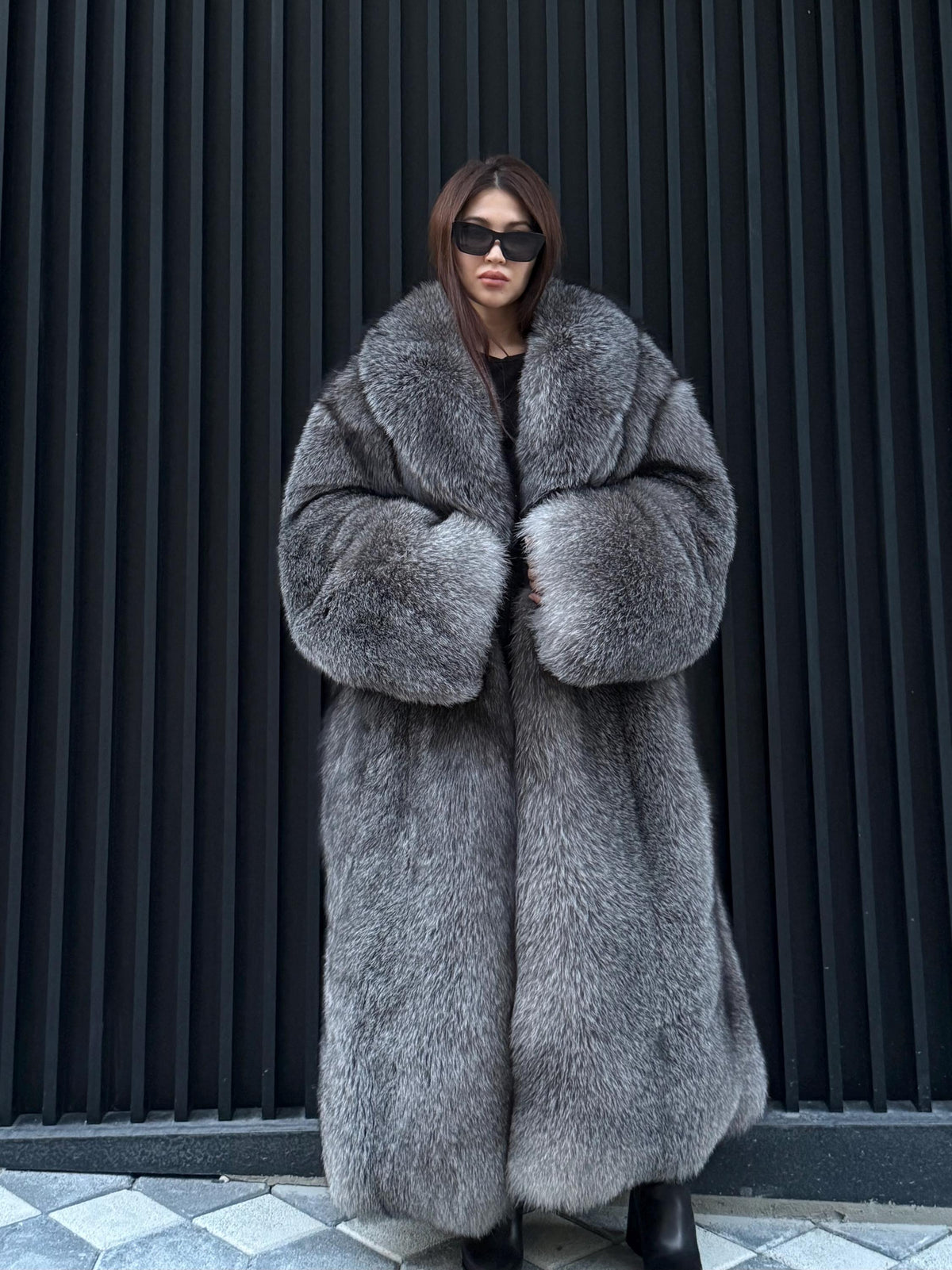 Luxury Silver Frost Fox Fur Coat, Unisex Handmade Winter Long Fox Fur Jacket, Men Fox Fur Coat, Women Fox Fur Jacket
