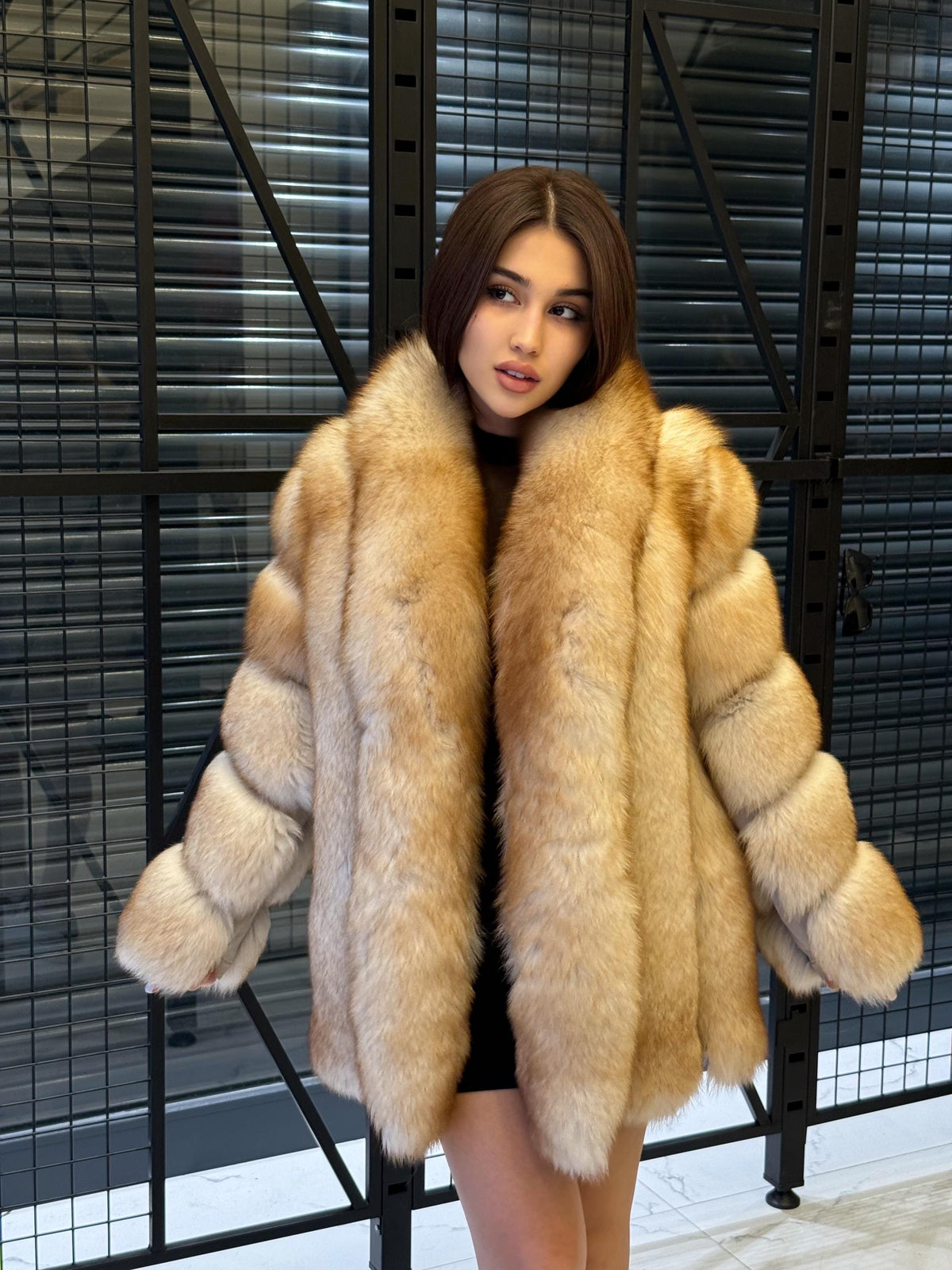 Gold Beige Fox Fur Coat: Women Fox Fur Jacket.. Winter Fox Fur Coat.. Premium Fox Fur Jacket __ Plus Size Fox Fur Coat