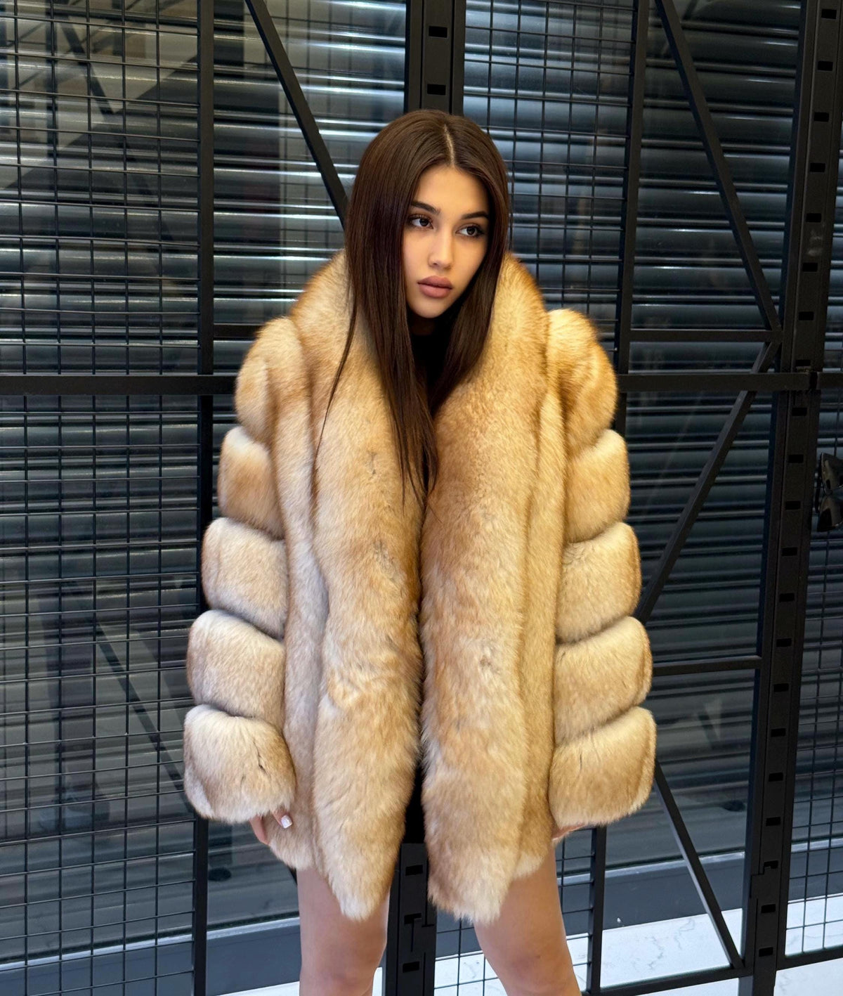 Gold Beige Fox Fur Coat: Women Fox Fur Jacket.. Winter Fox Fur Coat.. Premium Fox Fur Jacket __ Plus Size Fox Fur Coat