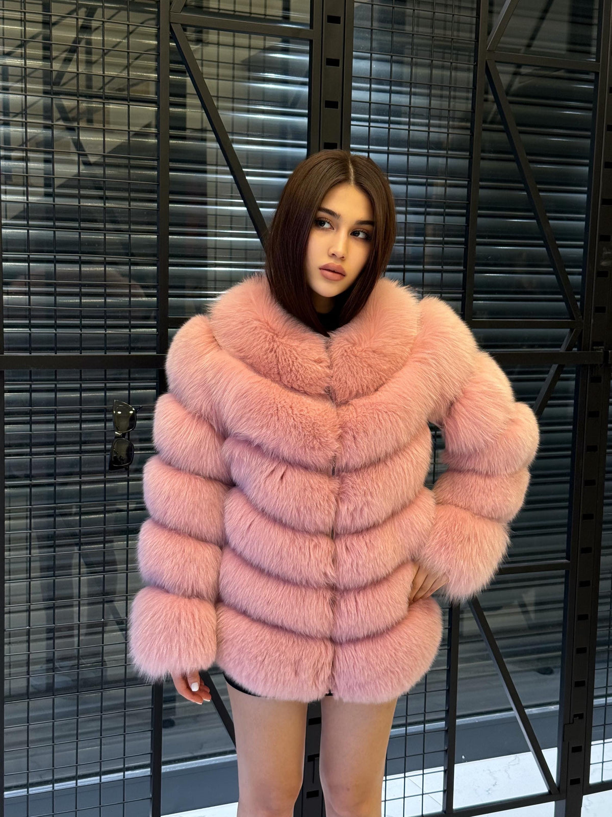 Pink Fox Fur Jacket Women | Handmade Luxury Fur Coat & Vest With Removable Sleeves