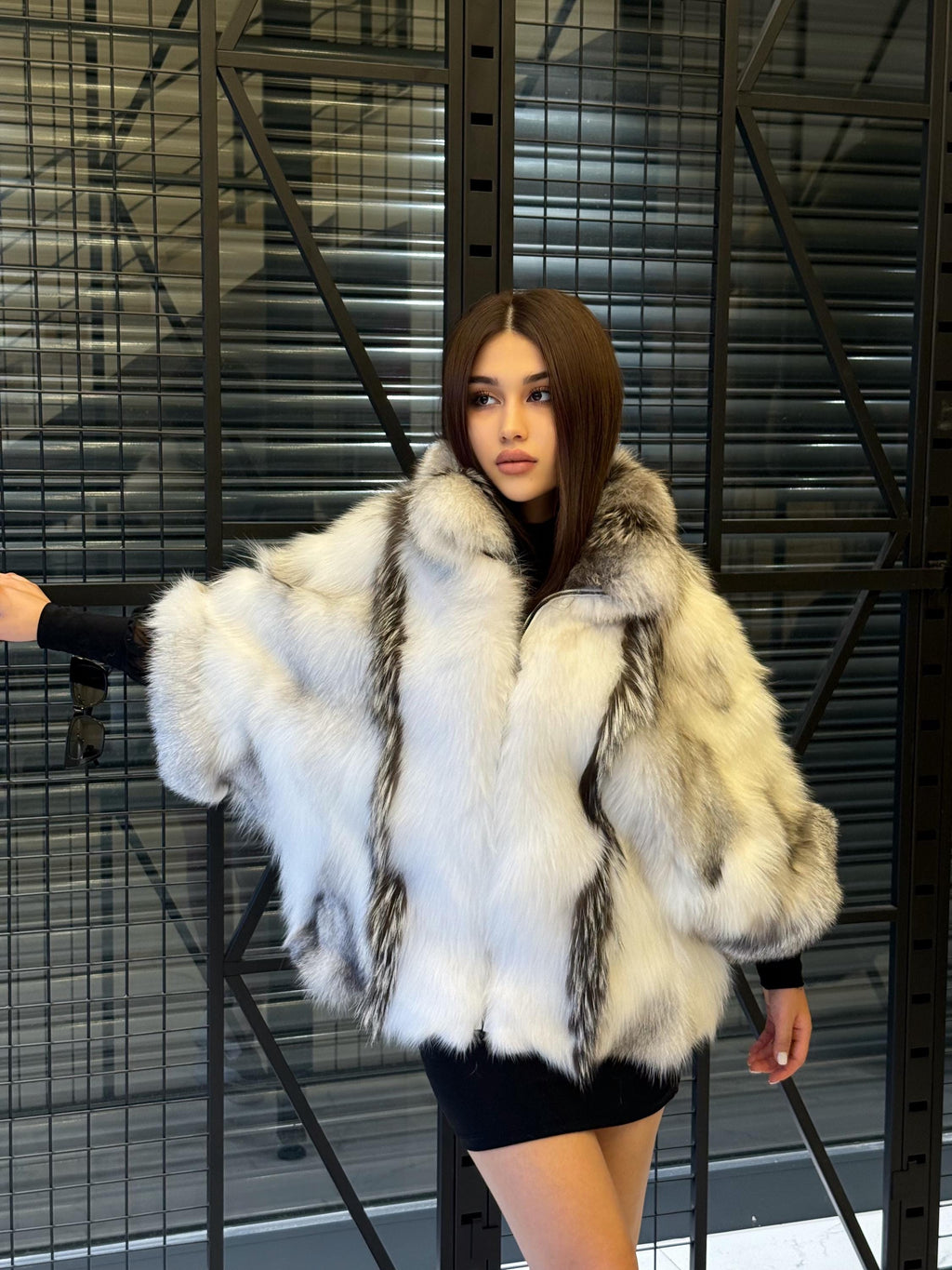 White Fox Fur Cape, Women Shadow Fox Fur Jacket, Short Fox Fur Coat, Fox Fur