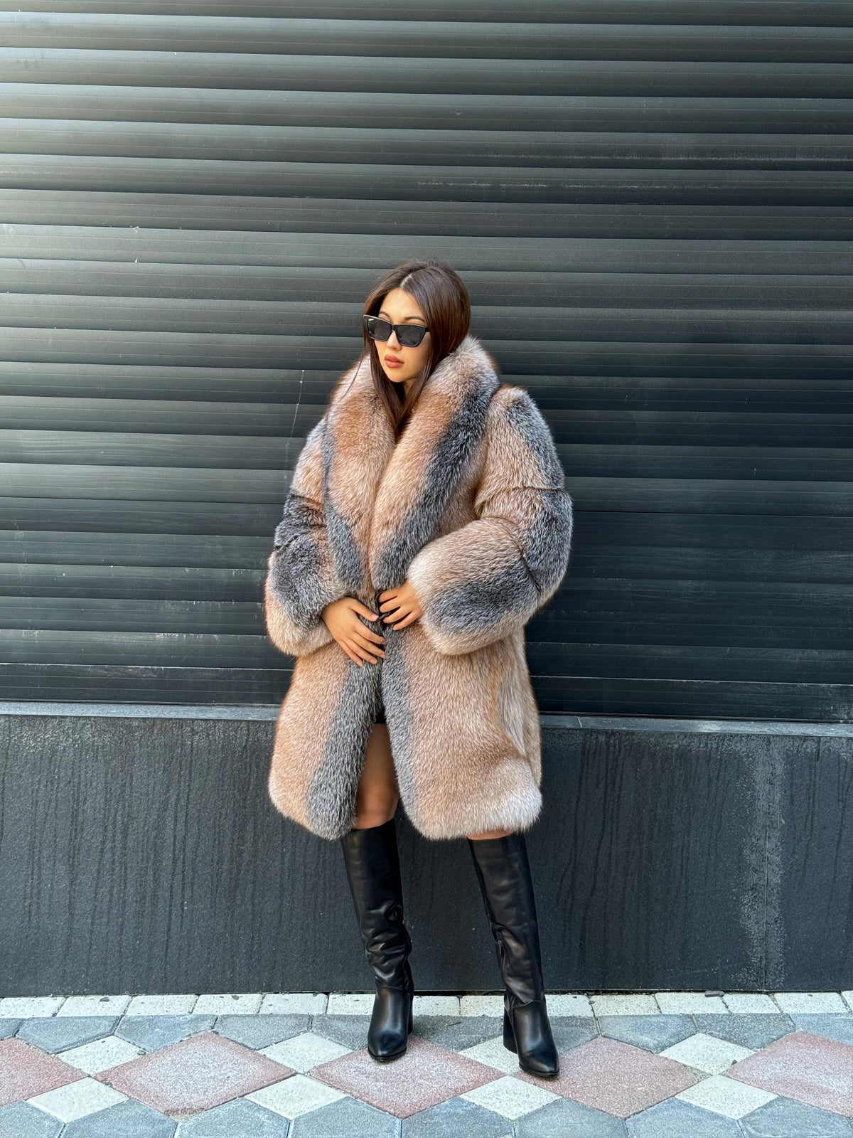 Unisex Frost Fox Fur Coat, Women Long Fox Fur Jacket, Men Fox Fur Coat