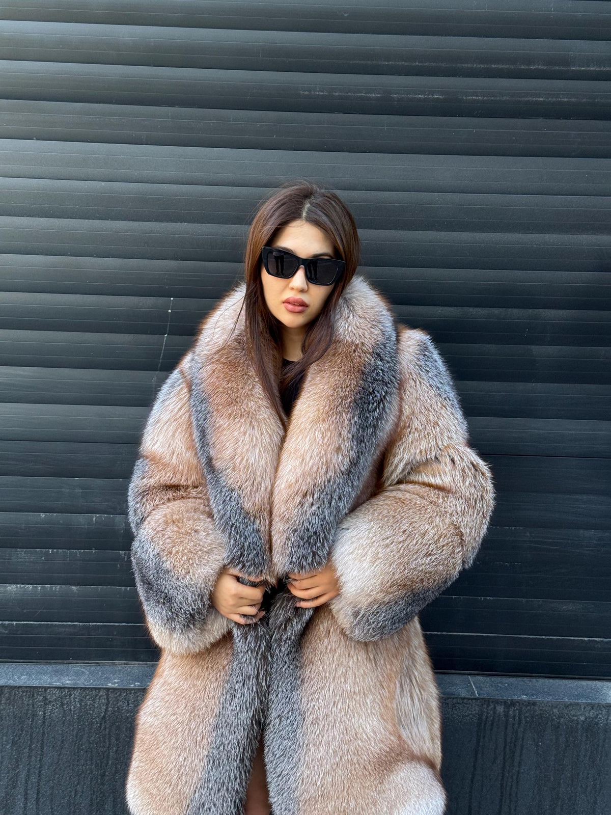 Unisex Frost Fox Fur Coat, Women Long Fox Fur Jacket, Men Fox Fur Coat