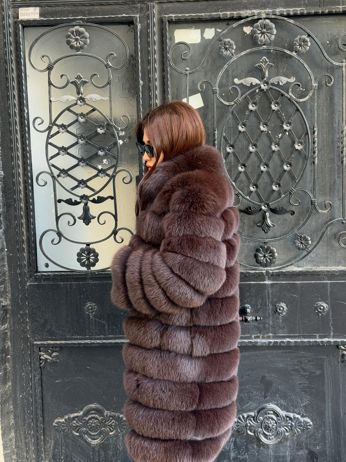 Luxury Brown Fox Fur Coat, Handmade Women’s Long Fur Jacket, Custom Size