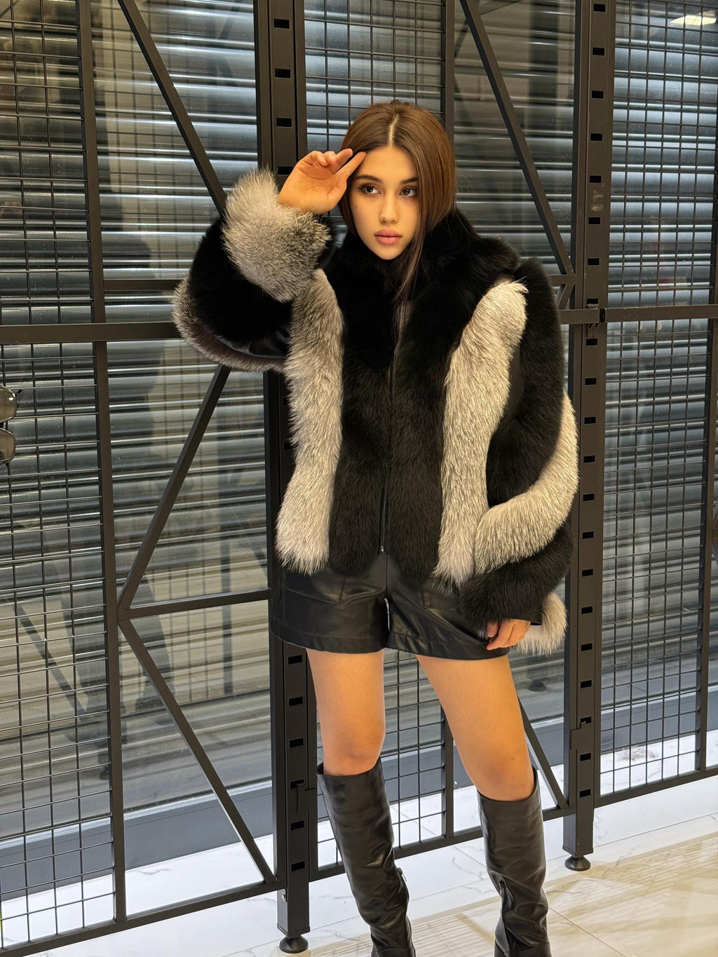 Black - Silver Fox Fur Jacket, Women’s Handmade Short Fur Coat