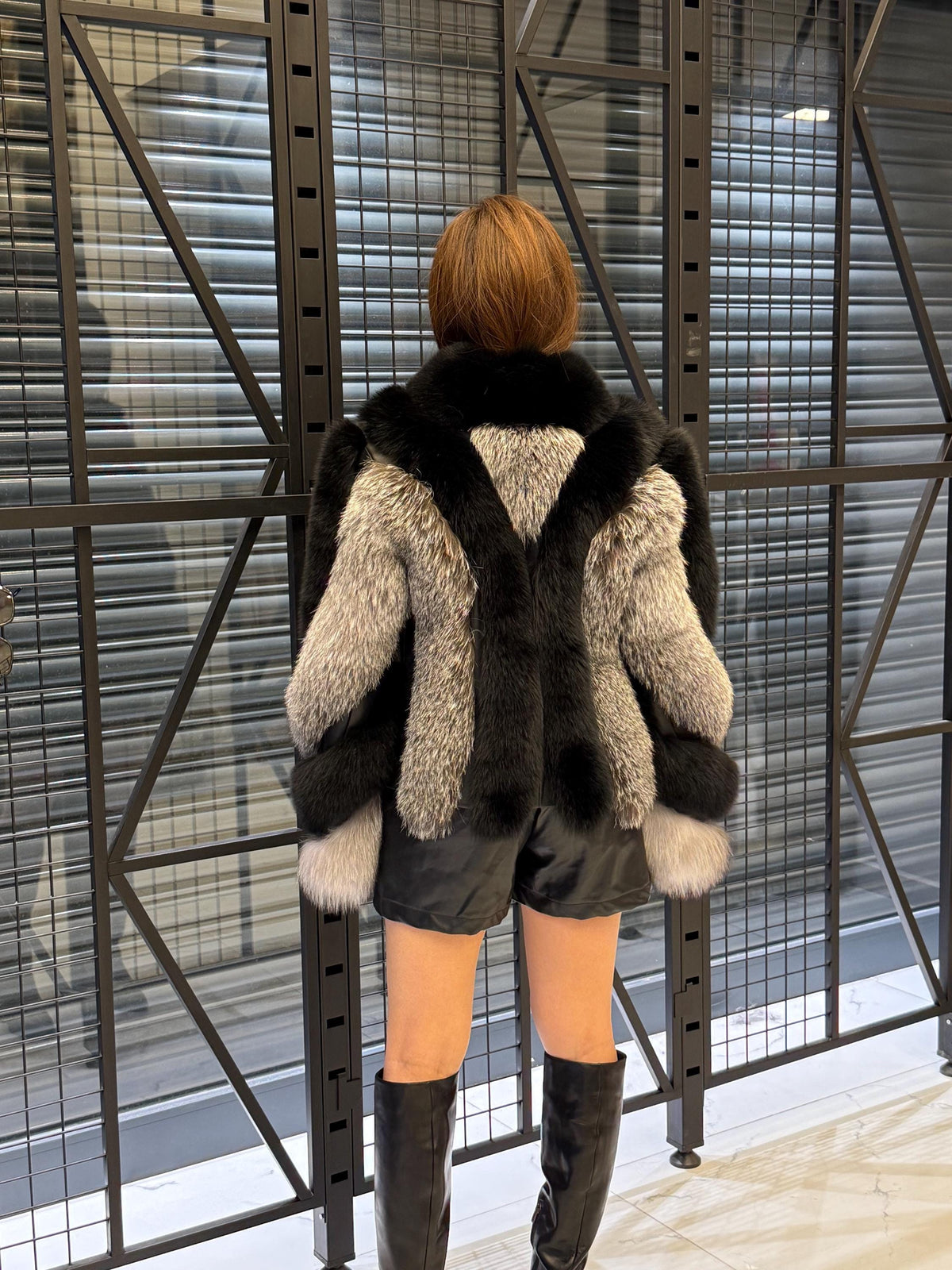 Black - Silver Fox Fur Jacket, Women’s Handmade Short Fur Coat