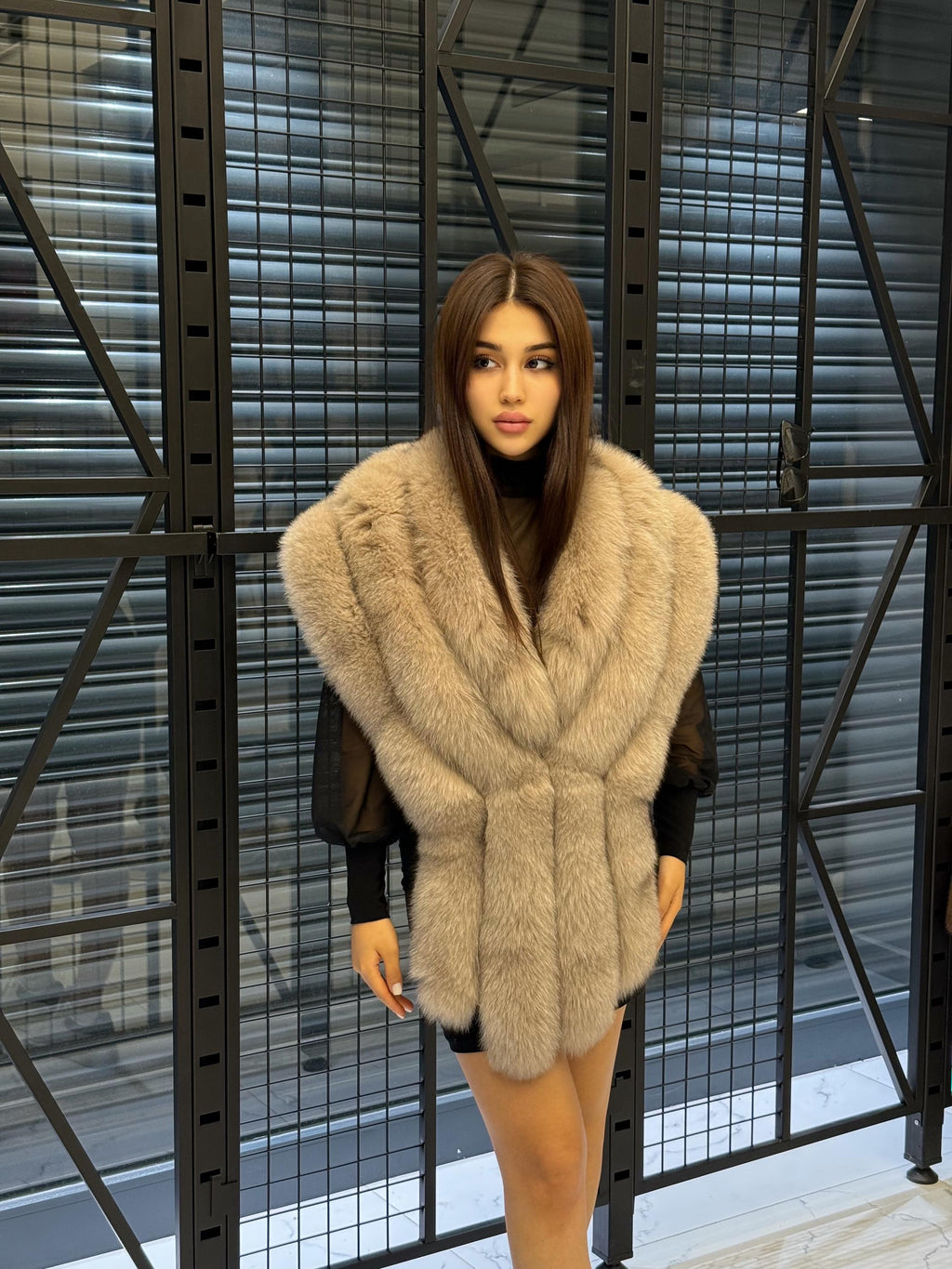 Beige Fox Fur Stole, Women’s Long Fur Shawl, Three Rows Fox Fur Shawl. Fox Fur Jacket. Fox Fur. Fox Fur Wrap