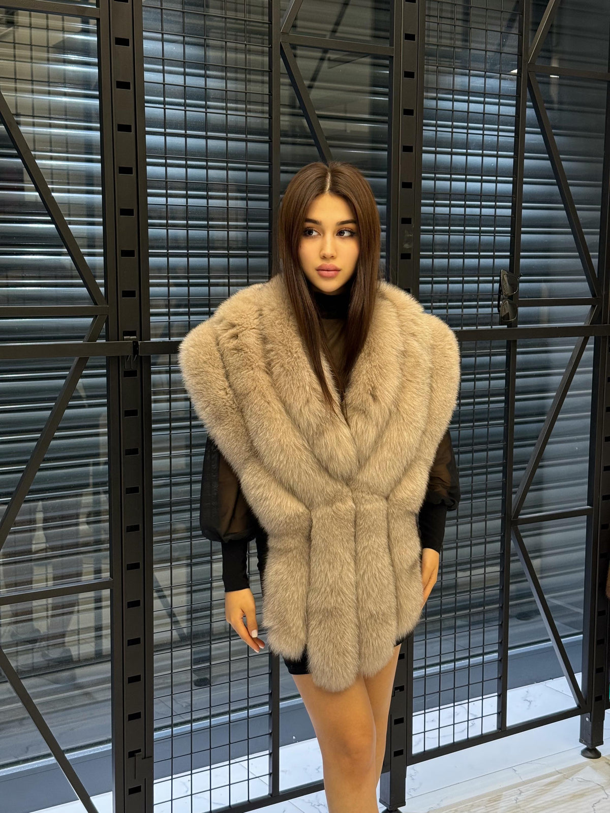 Beige Fox Fur Stole, Women’s Long Fur Shawl, Three Rows Fox Fur Shawl. Fox Fur Jacket. Fox Fur. Fox Fur Wrap