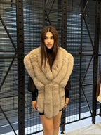 Beige Fox Fur Stole, Women’s Long Fur Shawl, Three Rows Fox Fur Shawl. Fox Fur Jacket. Fox Fur. Fox Fur Wrap