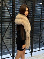 Beige Fox Fur Stole, Women’s Long Fur Shawl, Three Rows Fox Fur Shawl. Fox Fur Jacket. Fox Fur. Fox Fur Wrap