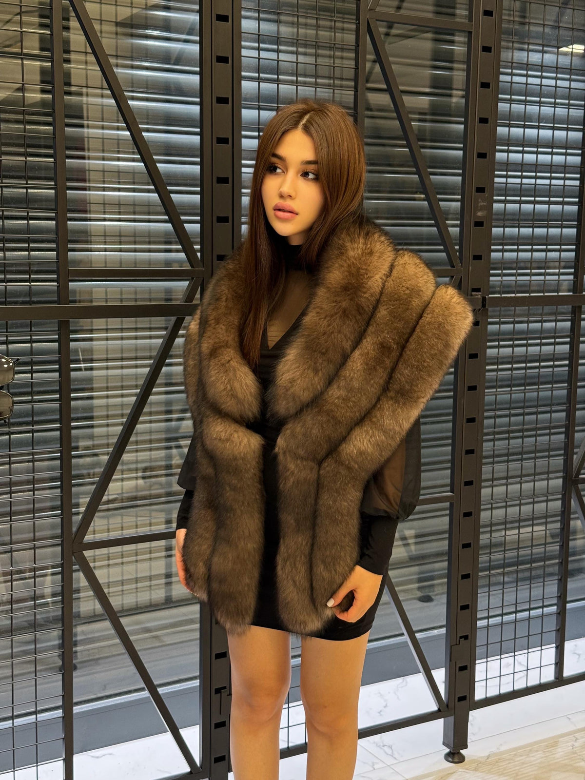 Brown Fox Fur Shawl, Fox Fur Stole, Women’s Long Fur Shawl, Three Rows Fox Fur Shawl. Fox Fur Jacket. Fox Fur. Fox Fur Wrap. Sable Brown Fox