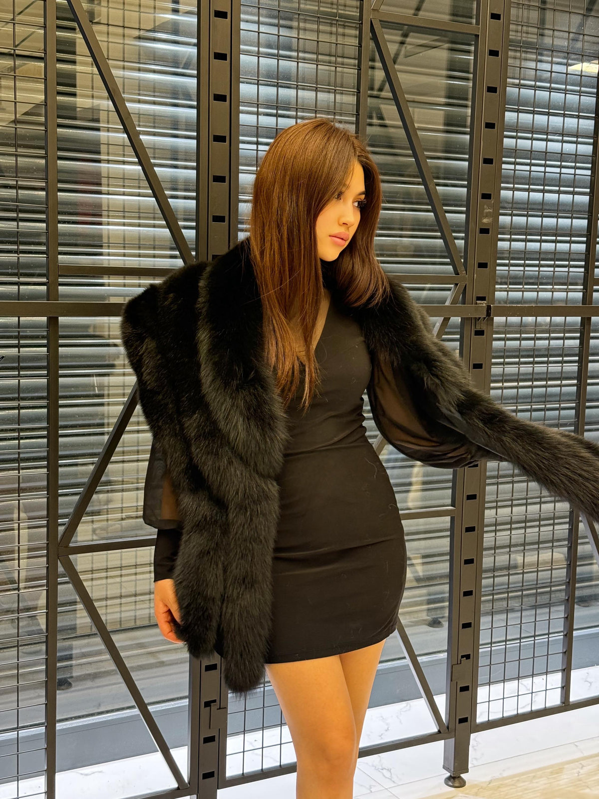 Black Fox Fur Stole, Women’s Long Fur Shawl, Three Rows Fox Fur Shawl. Fox Fur Jacket. Fox Fur. Fox Fur Wrap