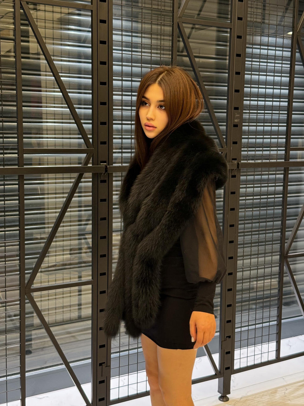 Black Fox Fur Stole, Women’s Long Fur Shawl, Three Rows Fox Fur Shawl. Fox Fur Jacket. Fox Fur. Fox Fur Wrap