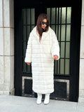 Women’s White Long Rex Fur Coat, Handmade Winter Rabbit Fur Jacket