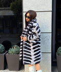 Handmade Rex Rabbit Fur Coat: Chinchilla Pattern Luxury Long Coat